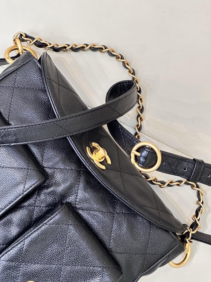 Chanel Hobo Handbag Black AS5384