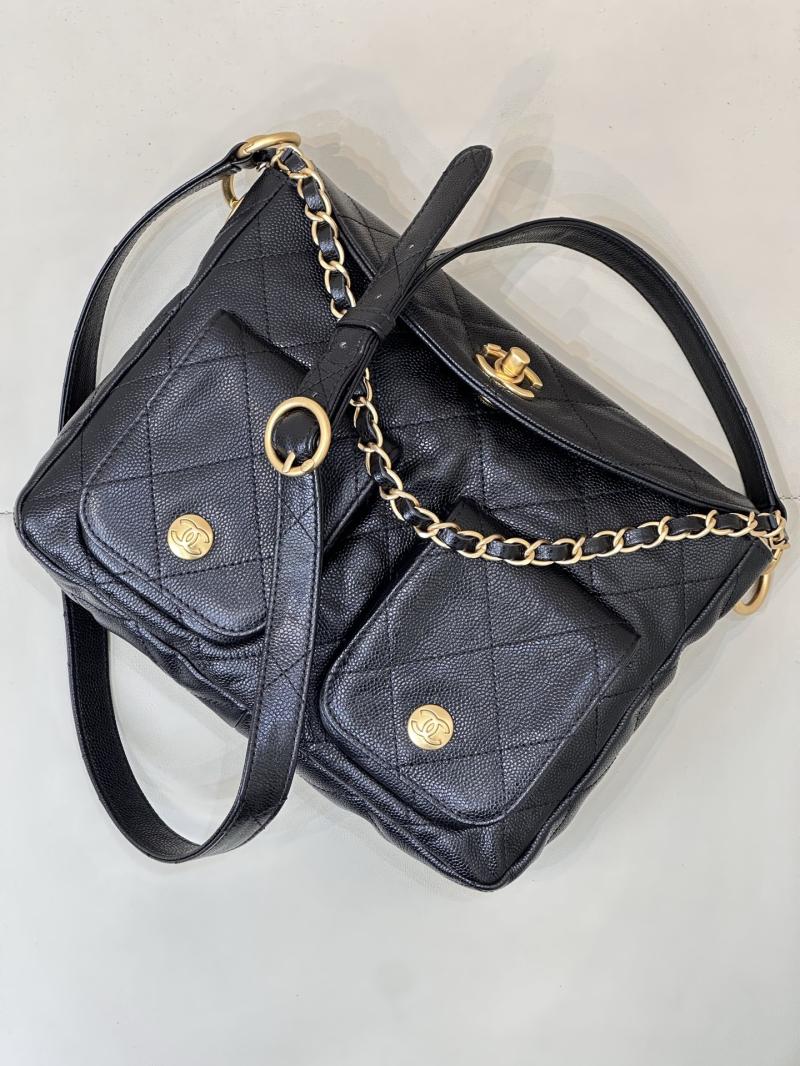 Chanel Hobo Handbag Black AS5384