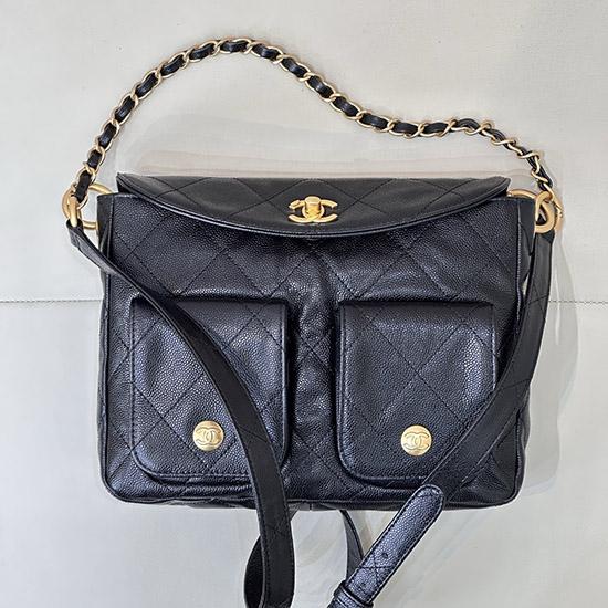 Chanel Hobo Handbag Black AS5384