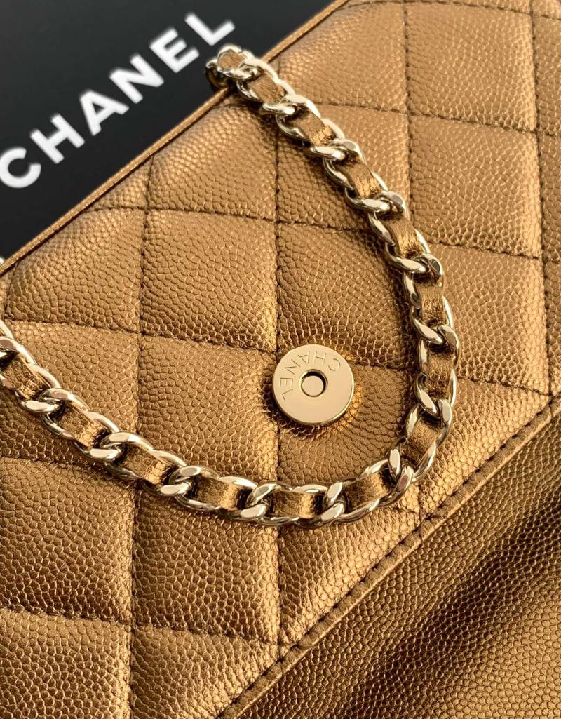 Chanel Phone Holder with Chain Bronze Gold AP3238