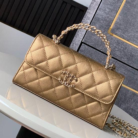 Chanel Phone Holder with Chain Bronze Gold AP3238
