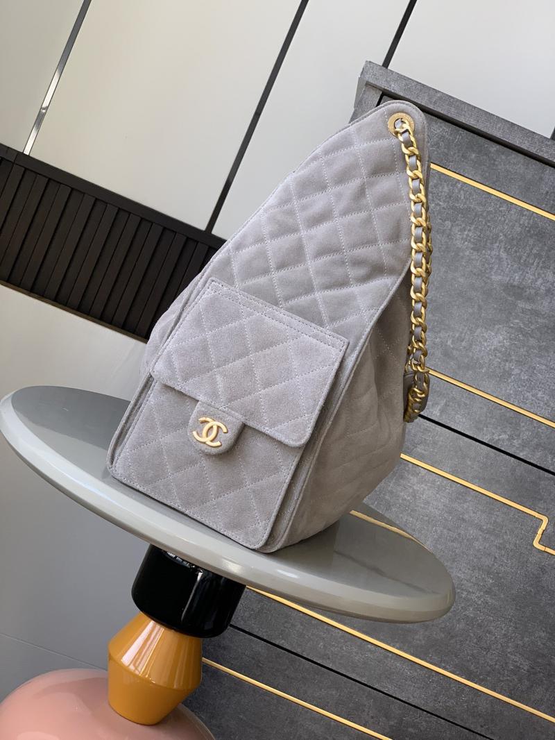 Chanel Suede 25 Medium Handbag Grey AS5311