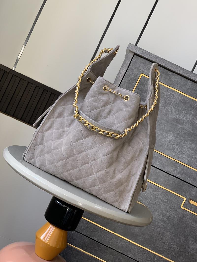 Chanel Suede 25 Medium Handbag Grey AS5311