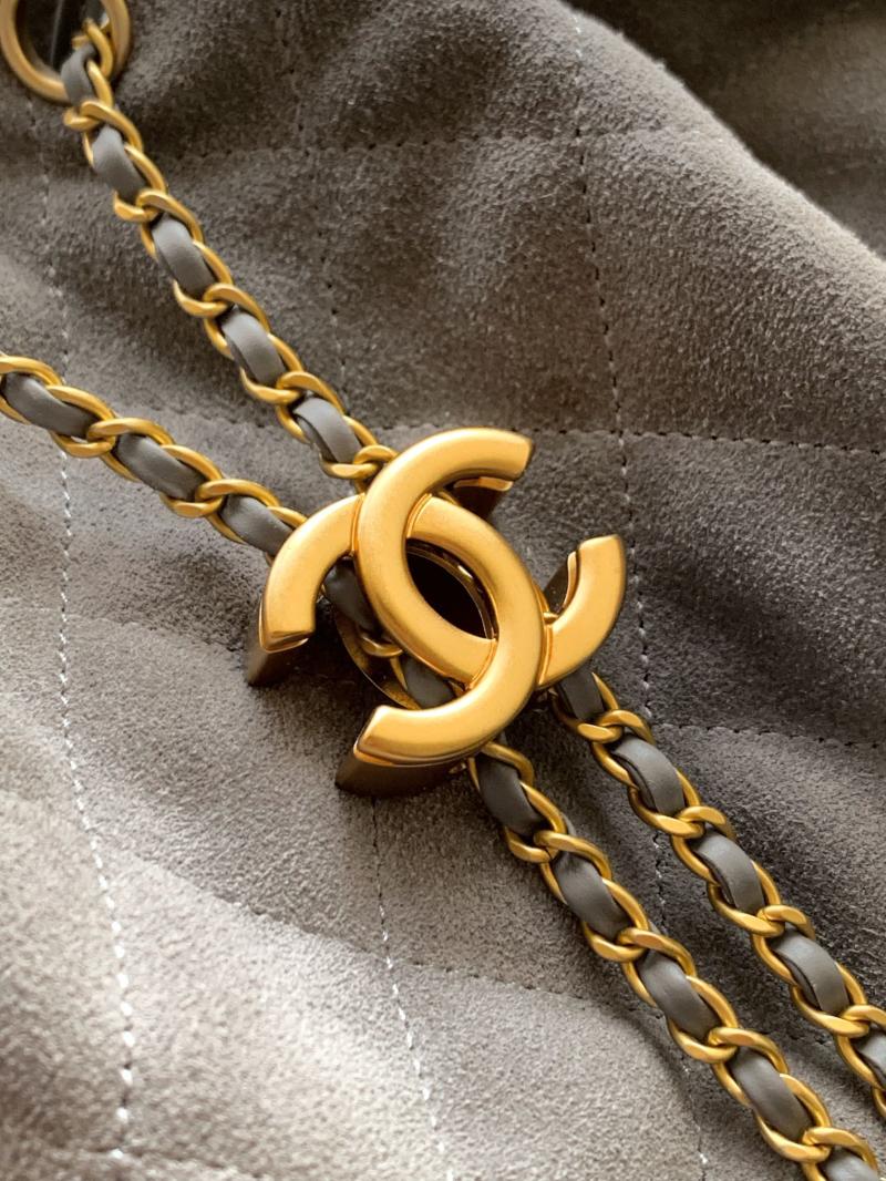 Chanel Suede 25 Medium Handbag Grey AS5311