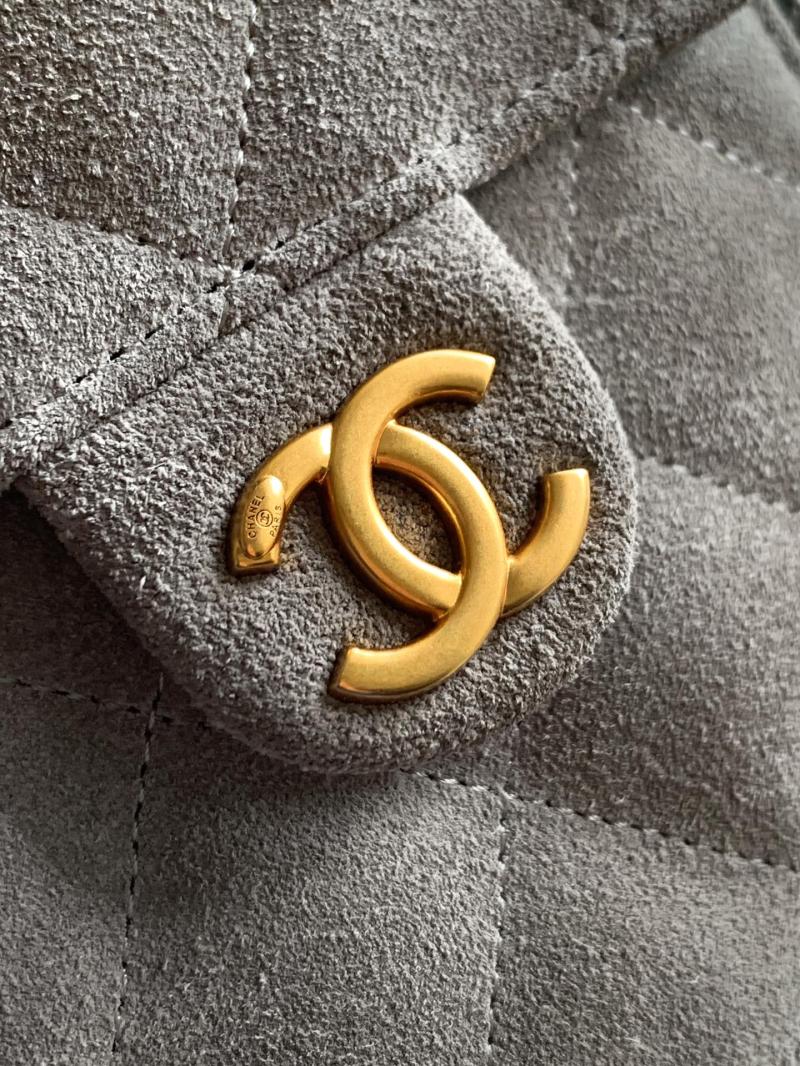 Chanel Suede 25 Medium Handbag Grey AS5311