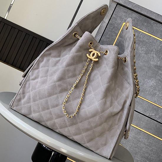 Chanel Suede 25 Medium Handbag Grey AS5311