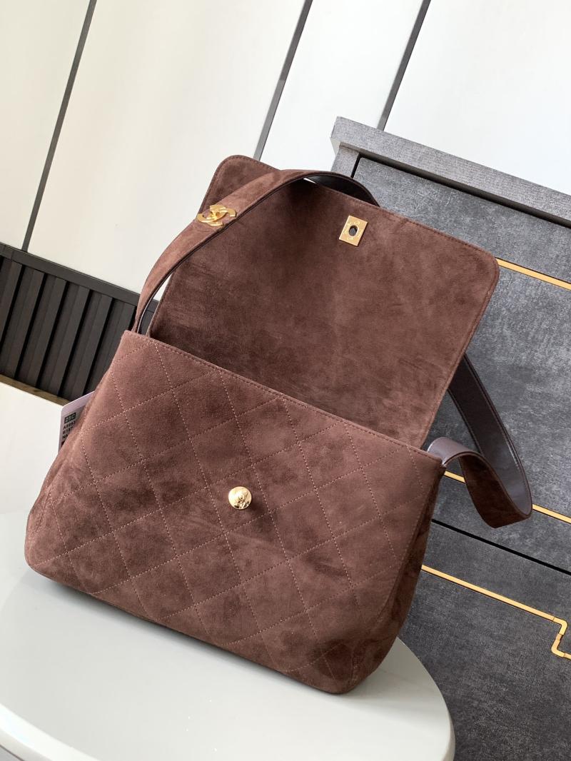 Chanel Suede Crossbody Bag Brown A99935
