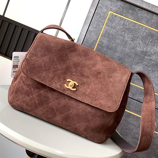 Chanel Suede Crossbody Bag Brown A99935