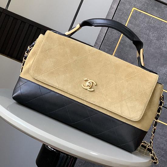 Chanel Suede Flap Shoulder Bag Beige AS2425