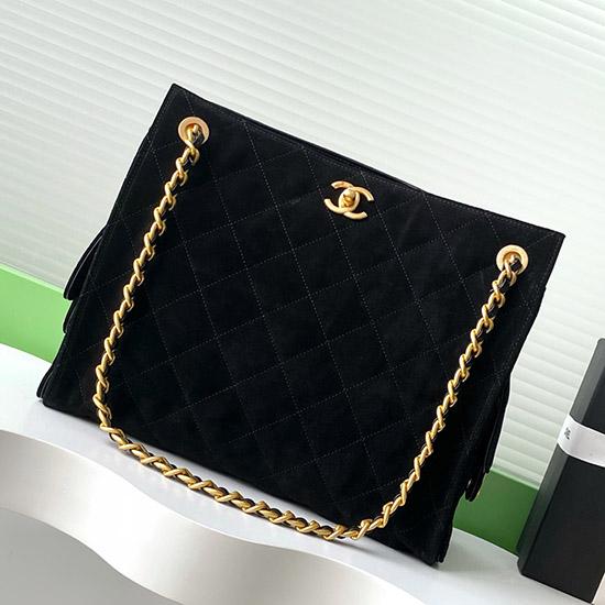 Chanel Suede Shoulder Bag Black AS5303