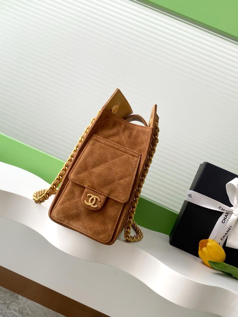 Chanel Suede Shoulder Bag Camel AS5303