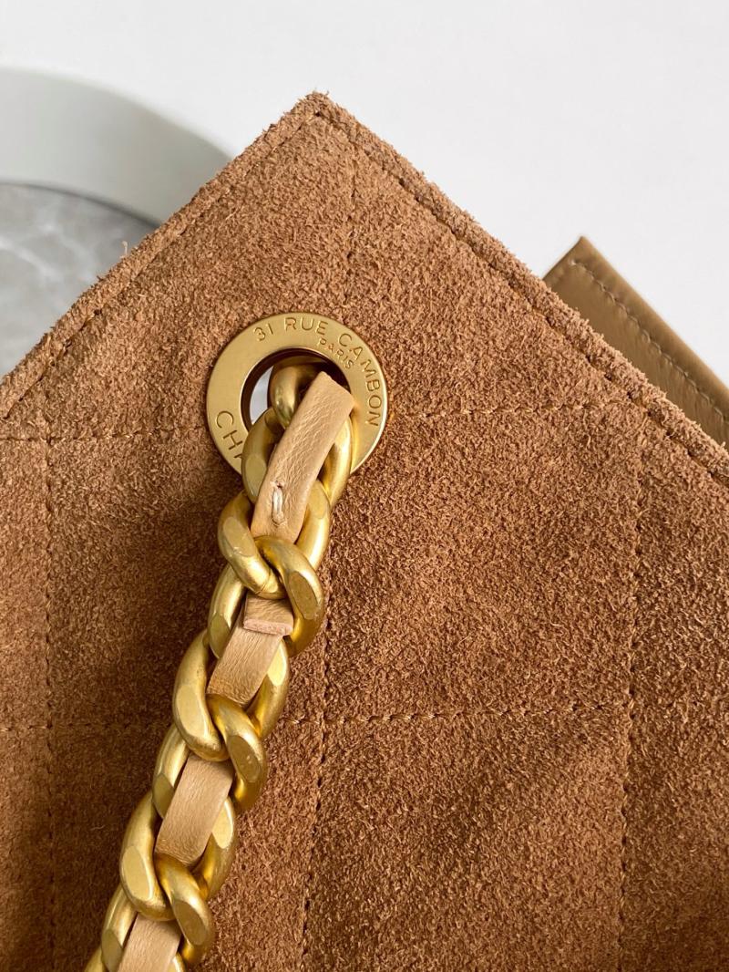 Chanel Suede Shoulder Bag Camel AS5303