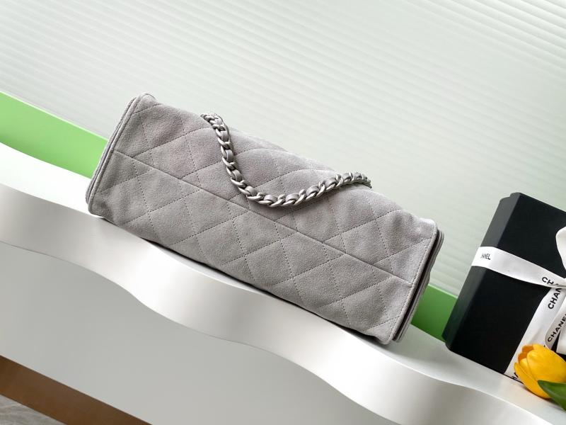 Chanel Suede Shoulder Bag Grey AS5303