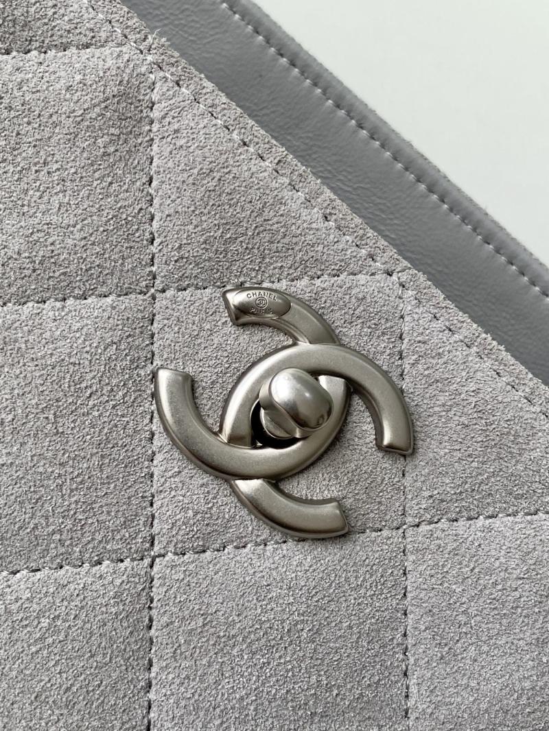 Chanel Suede Shoulder Bag Grey AS5303