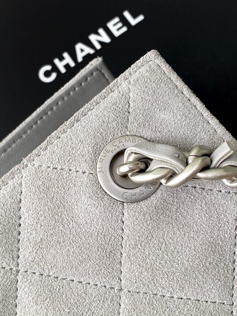 Chanel Suede Shoulder Bag Grey AS5303
