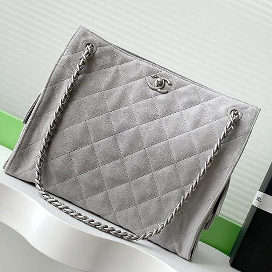 Chanel Suede Shoulder Bag Grey AS5303