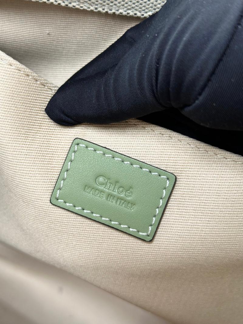 Chloe Woody tote bag in Cotton Canvas Green C7565