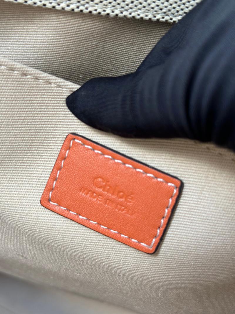 Chloe Woody tote bag in Cotton Canvas Orange C7565