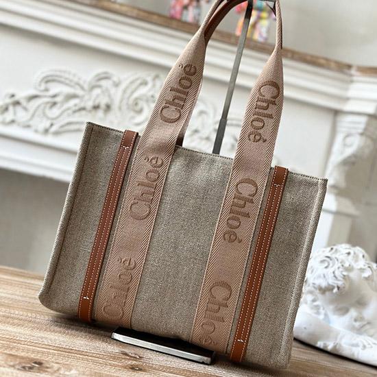Chloe Woody tote bag in Linen Canvas C7571