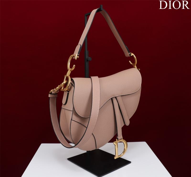 Dior Grained Calfskin Saddle Bag With Strap Nude Pink M0455
