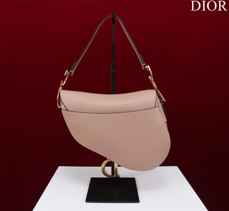 Dior Grained Calfskin Saddle Bag With Strap Nude Pink M0455