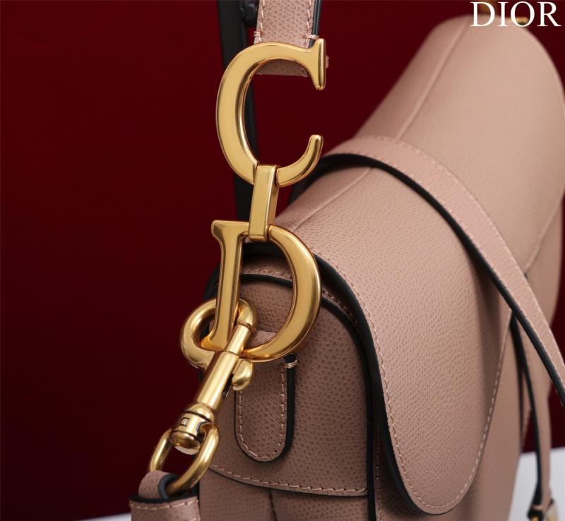 Dior Grained Calfskin Saddle Bag With Strap Nude Pink M0455