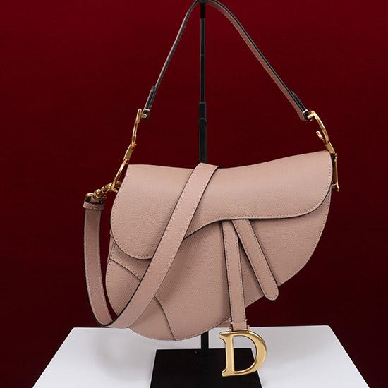 Dior Grained Calfskin Saddle Bag With Strap Nude Pink M0455