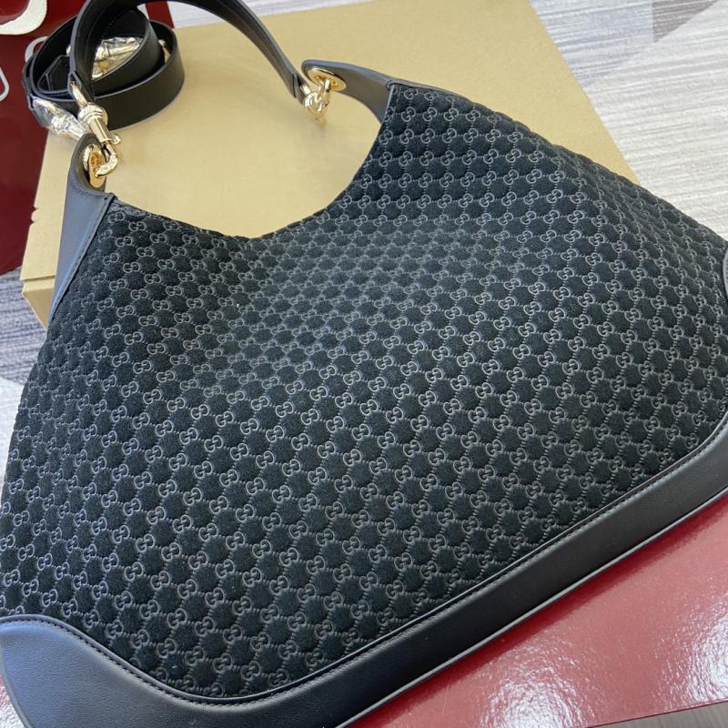 Gucci B medium suede shoulder bag Black 834981
