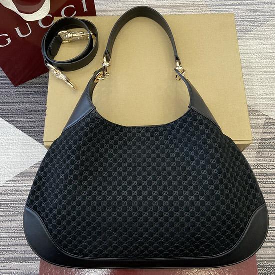 Gucci B medium suede shoulder bag Black 834981