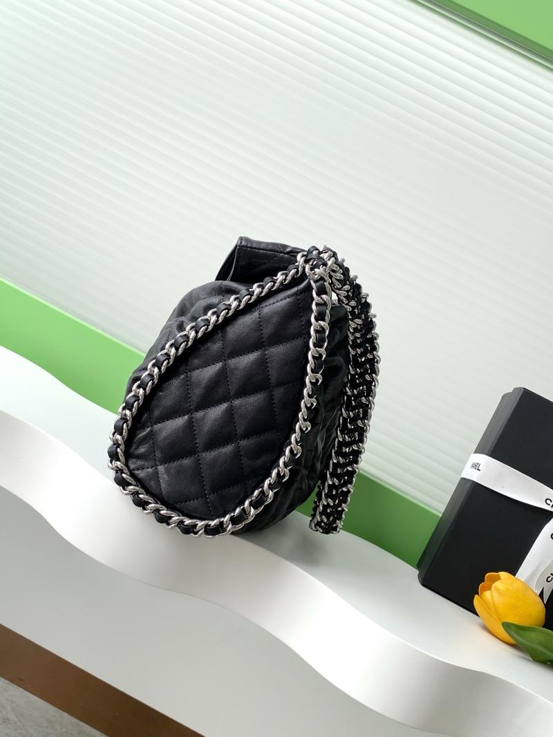Large Chanel Calfskin Shoulder Bag Black AS3566