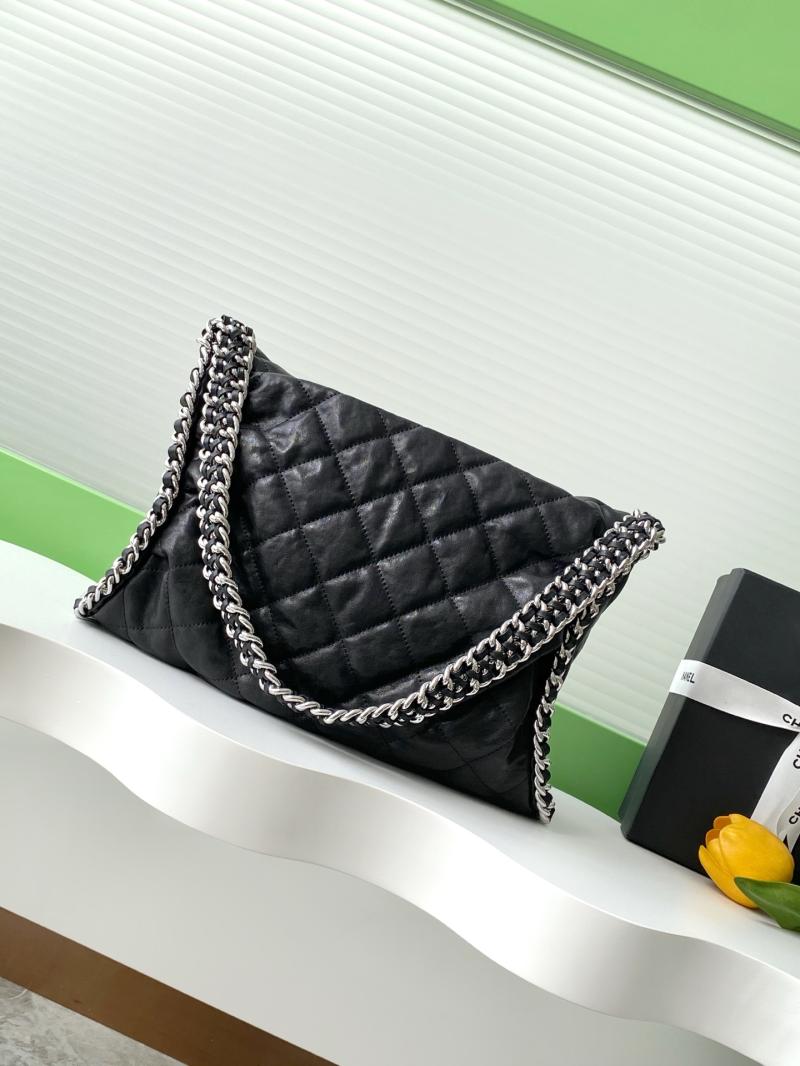 Large Chanel Calfskin Shoulder Bag Black AS3566