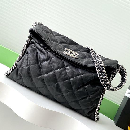 Large Chanel Calfskin Shoulder Bag Black AS3566