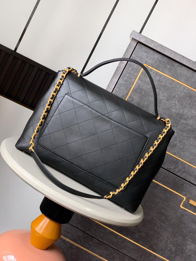 Large Chanel Flap Bag With Top Handle Black AS5447