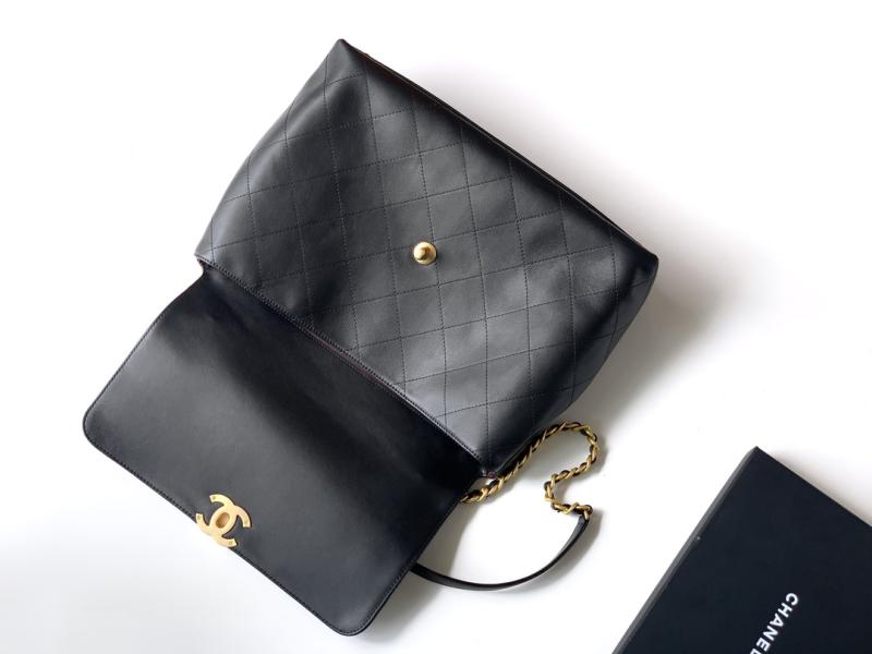 Large Chanel Flap Bag With Top Handle Black AS5447
