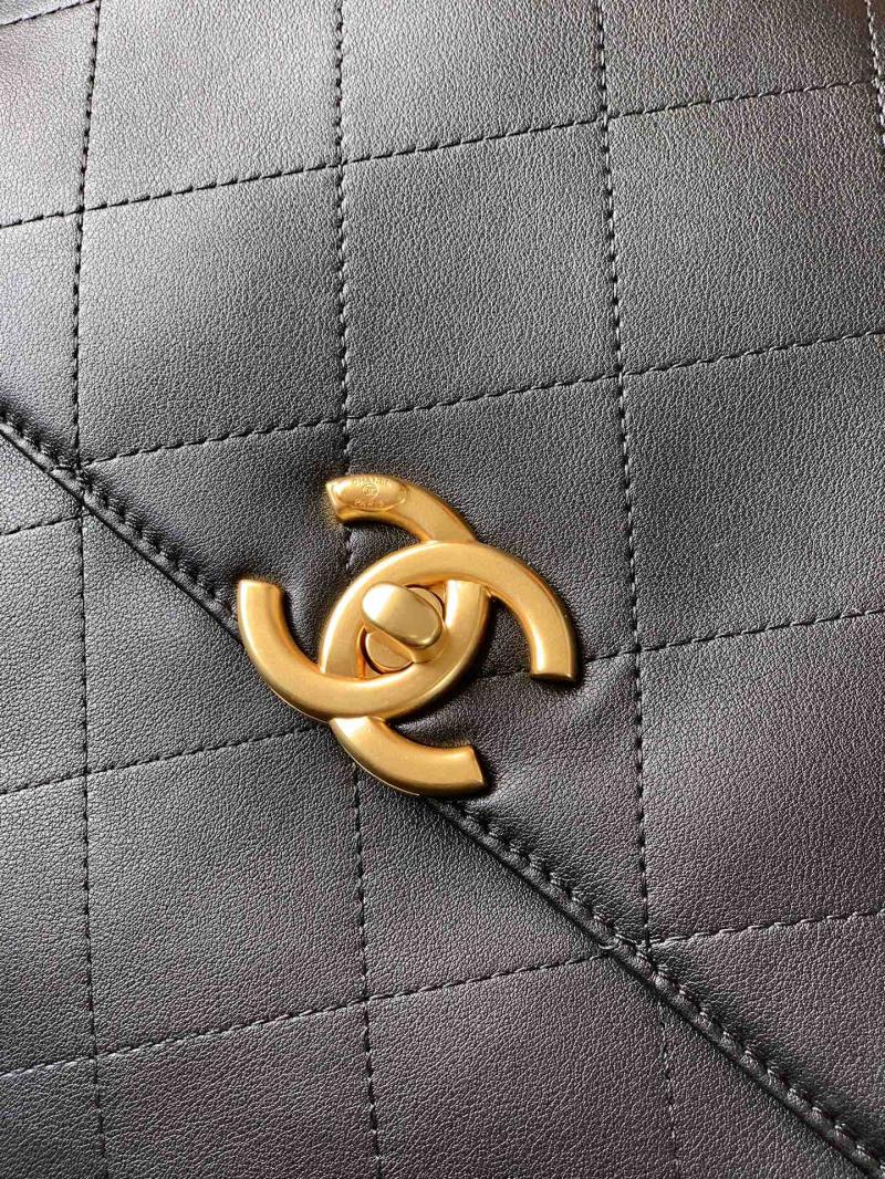Large Chanel Flap Bag With Top Handle Black AS5447