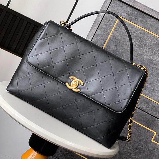 Large Chanel Flap Bag With Top Handle Black AS5447