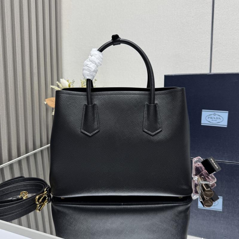 Large Saffiano Leather Prada Double Bag Black 1BG775