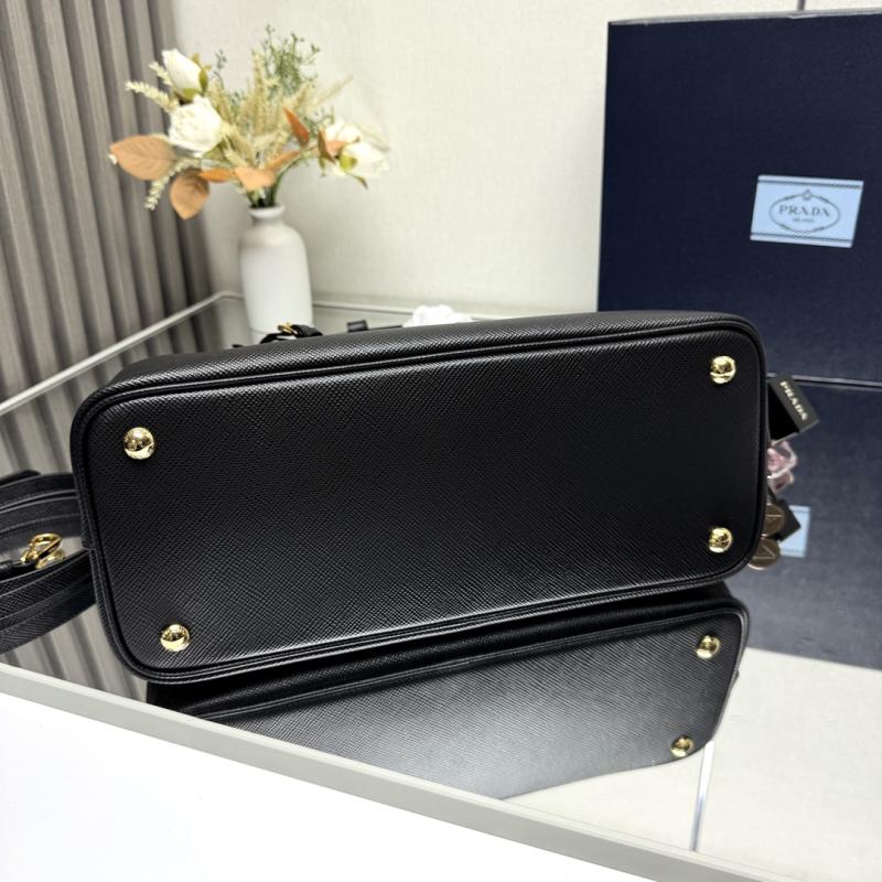Large Saffiano Leather Prada Double Bag Black 1BG775