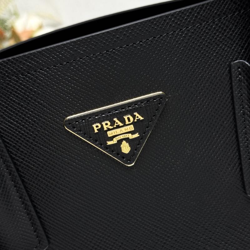 Large Saffiano Leather Prada Double Bag Black 1BG775
