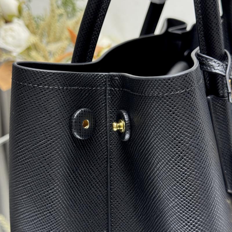Large Saffiano Leather Prada Double Bag Black 1BG775