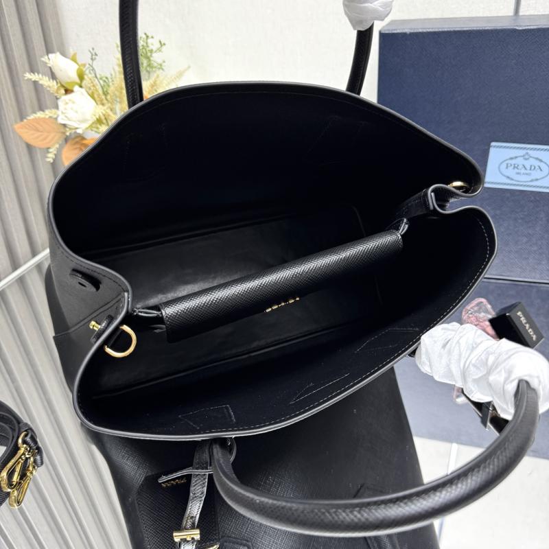 Large Saffiano Leather Prada Double Bag Black 1BG775