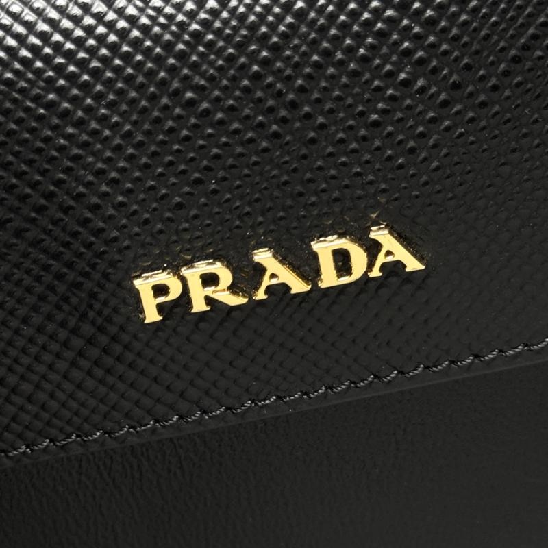 Large Saffiano Leather Prada Double Bag Black 1BG775