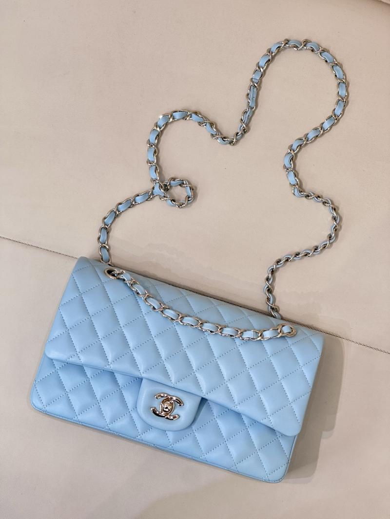 Medium Chanel Lambskin Flap Bag Blue A01112