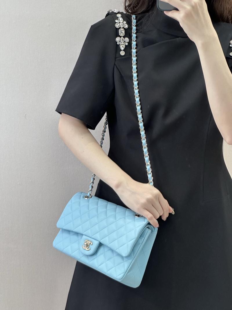 Medium Chanel Lambskin Flap Bag Blue A01112