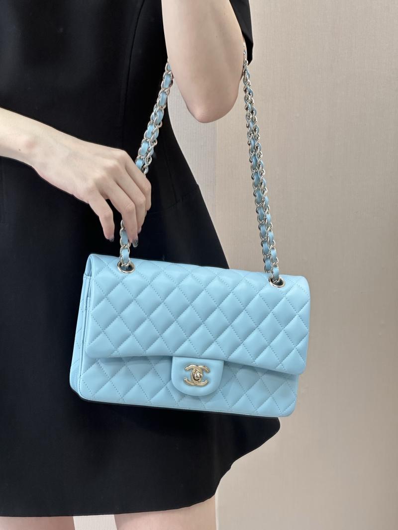 Medium Chanel Lambskin Flap Bag Blue A01112