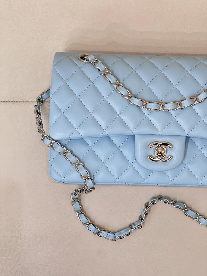 Medium Chanel Lambskin Flap Bag Blue A01112