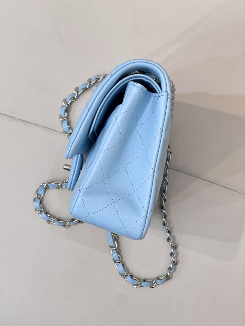 Medium Chanel Lambskin Flap Bag Blue A01112
