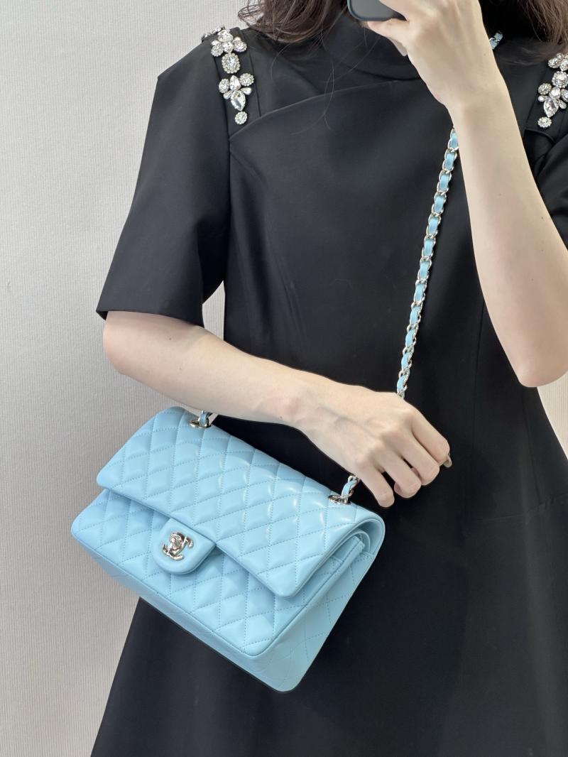 Medium Chanel Lambskin Flap Bag Blue A01112