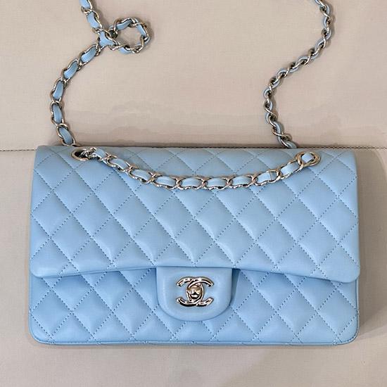 Medium Chanel Lambskin Flap Bag Blue A01112