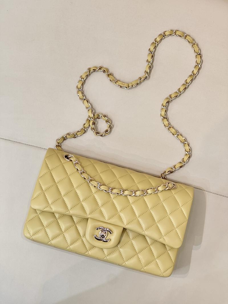 Medium Chanel Lambskin Flap Bag Yellow A01112